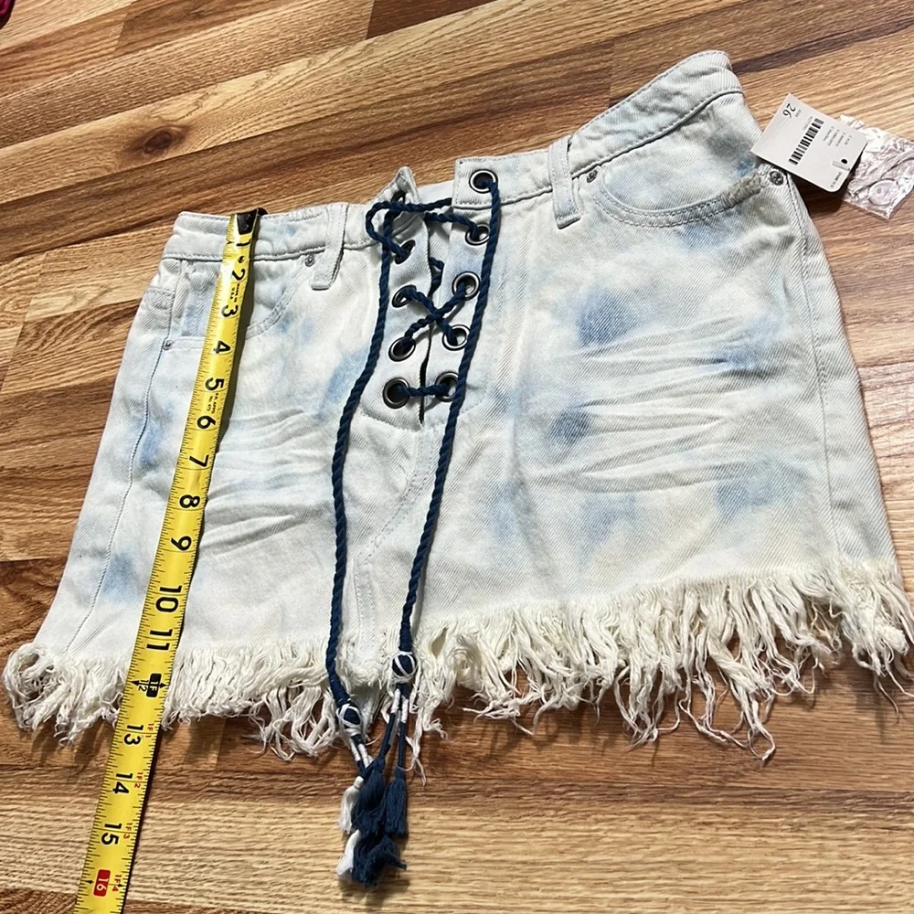 Free People Tie Front Jean denim Skirt size 26 - Picture 3 of 16
